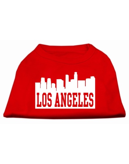 Los Angeles Skyline Screen Print Shirt Red Lg