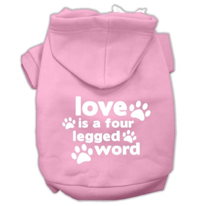 Love is a Four Leg Word Screen Print Pet Hoodies Light Pink Size Lg