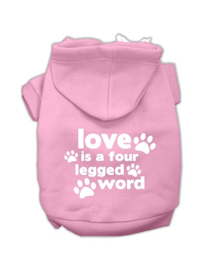 Love is a Four Leg Word Screen Print Pet Hoodies Light Pink Size Lg