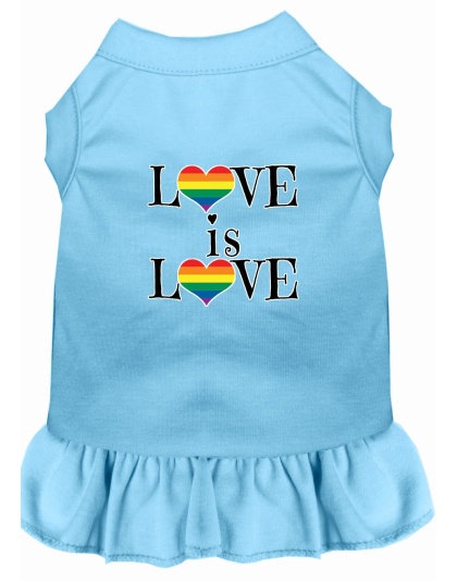 Love is Love Screen Print Dog Dress Baby Blue 4X