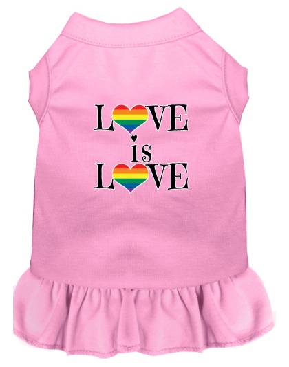 Love is Love Screen Print Dog Dress Light Pink 4X