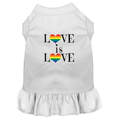 Love is Love Screen Print Dog Dress White 4X