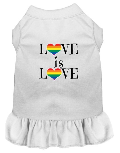 Love is Love Screen Print Dog Dress White 4X