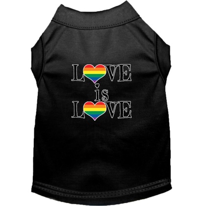 Love is Love Screen Print Dog Shirt Black Lg