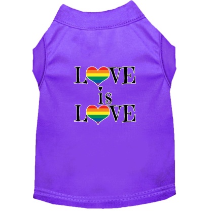 Love is Love Screen Print Dog Shirt Purple Lg