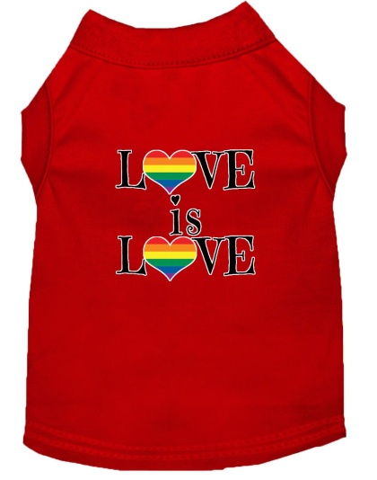 Love is Love Screen Print Dog Shirt Red Lg