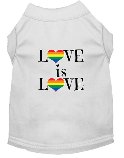 Love is Love Screen Print Dog Shirt White Lg