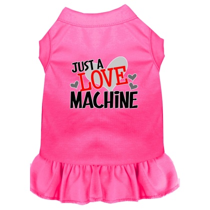 Love Machine Screen Print Dog Dress Bright Pink 4X