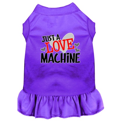 Love Machine Screen Print Dog Dress Purple 4X