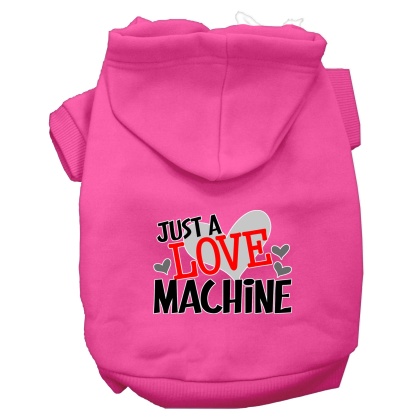 Love Machine Screen Print Dog Hoodie Bright Pink L