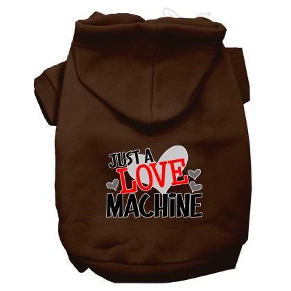 Love Machine Screen Print Dog Hoodie Brown L