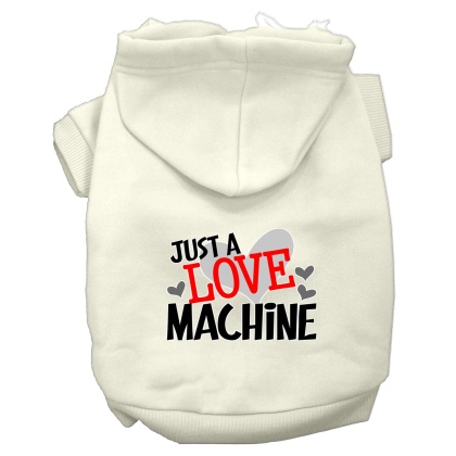 Love Machine Screen Print Dog Hoodie Cream L