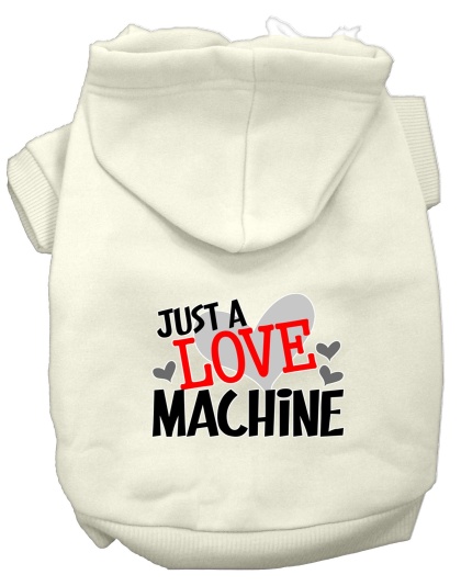 Love Machine Screen Print Dog Hoodie Cream L