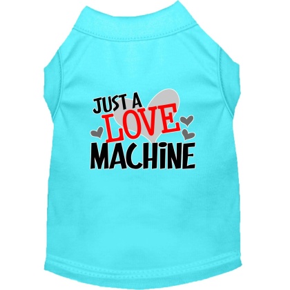 Love Machine Screen Print Dog Shirt Aqua Lg