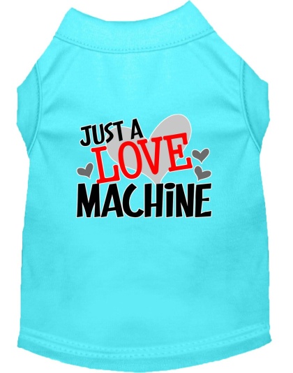 Love Machine Screen Print Dog Shirt Aqua Lg