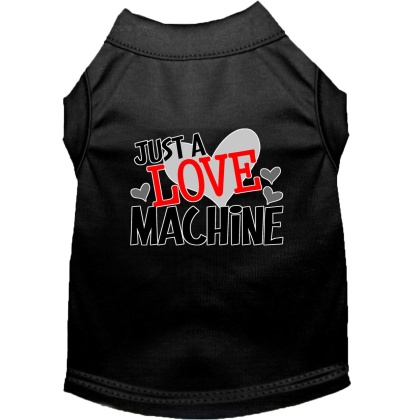 Love Machine Screen Print Dog Shirt Black Lg