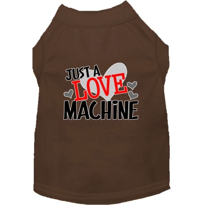 Love Machine Screen Print Dog Shirt Brown Lg