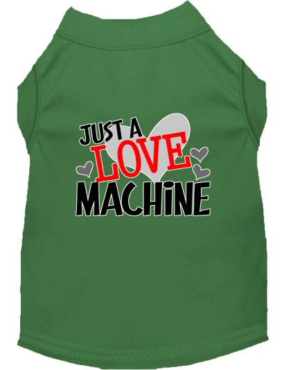 Love Machine Screen Print Dog Shirt Green Lg