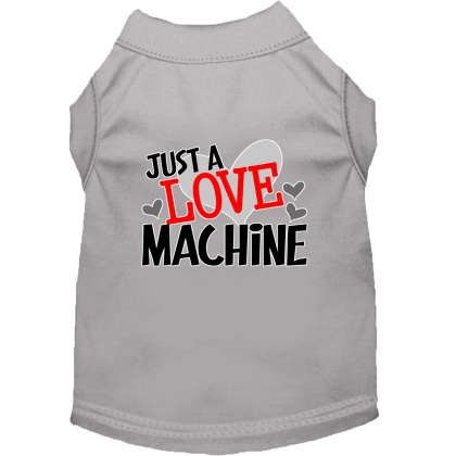 Love Machine Screen Print Dog Shirt Grey Lg