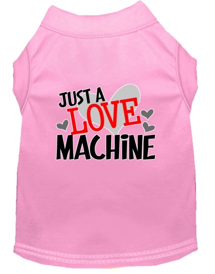 Love Machine Screen Print Dog Shirt Light Pink Lg