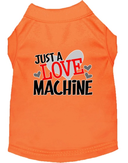 Love Machine Screen Print Dog Shirt Orange Lg