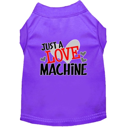 Love Machine Screen Print Dog Shirt Purple Lg