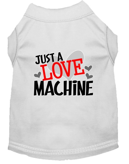 Love Machine Screen Print Dog Shirt White Lg