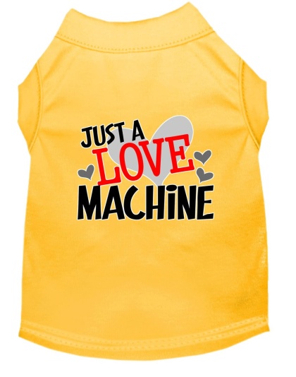 Love Machine Screen Print Dog Shirt Yellow Lg