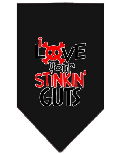 Love your Stinkin Guts Screen Print Bandana Black Large