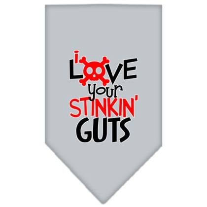 Love your Stinkin Guts Screen Print Bandana Grey Large