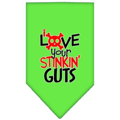 Love your Stinkin Guts Screen Print Bandana Lime Green Large