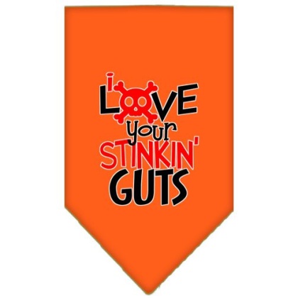 Love your Stinkin Guts Screen Print Bandana Orange Large