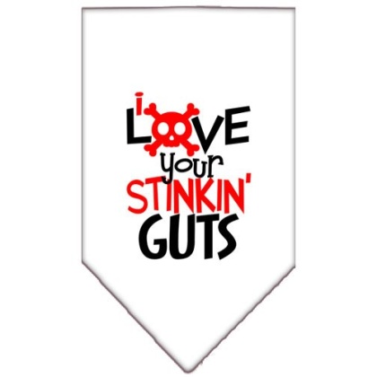 Love your Stinkin Guts Screen Print Bandana White Large