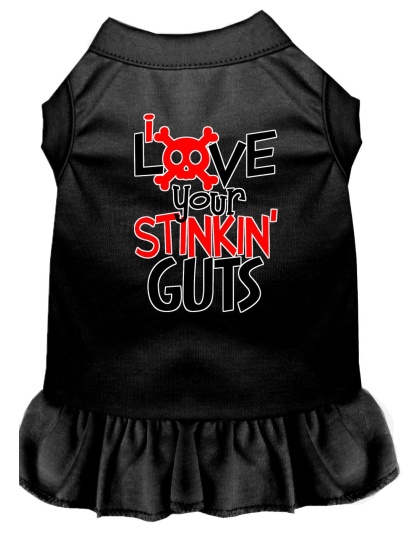 Love your Stinkin Guts Screen Print Dog Dress Black 4X