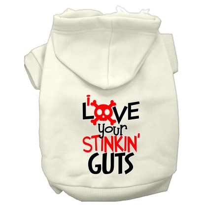 Love your Stinkin Guts Screen Print Dog Hoodie Cream L