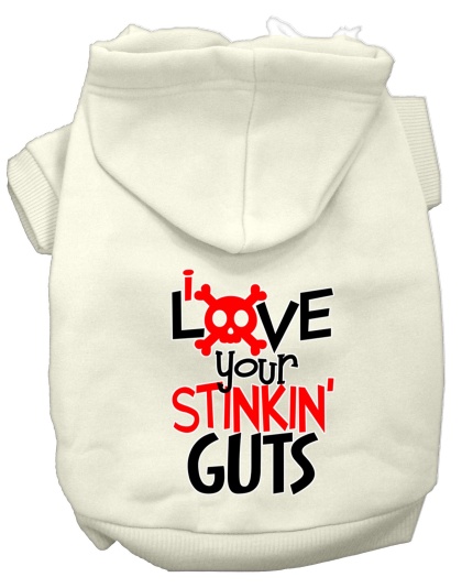 Love your Stinkin Guts Screen Print Dog Hoodie Cream L