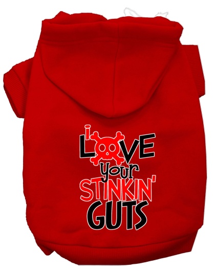 Love your Stinkin Guts Screen Print Dog Hoodie Red L