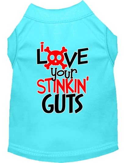 Love your Stinkin Guts Screen Print Dog Shirt Aqua Lg