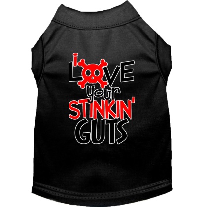 Love your Stinkin Guts Screen Print Dog Shirt Black Lg