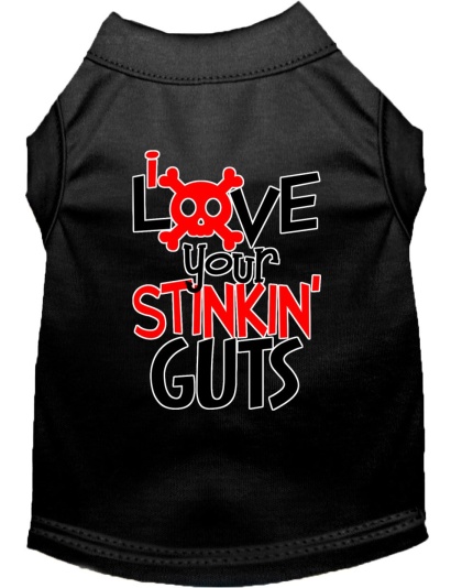 Love your Stinkin Guts Screen Print Dog Shirt Black Lg