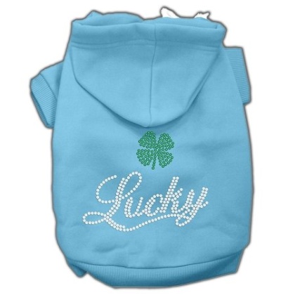 Lucky Rhinestone Hoodies Baby Blue L