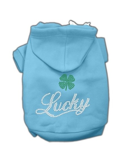 Lucky Rhinestone Hoodies Baby Blue L