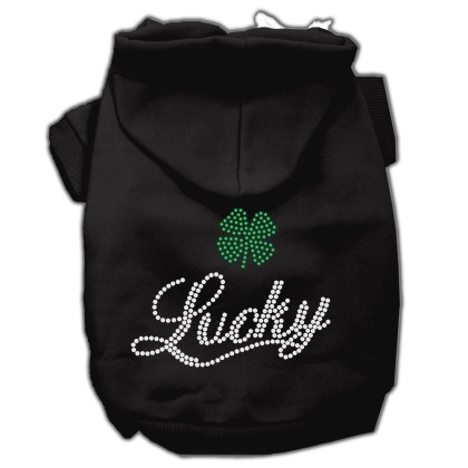 Lucky Rhinestone Hoodies Black L