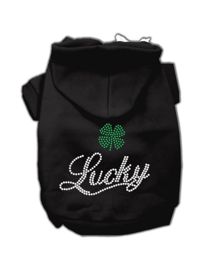 Lucky Rhinestone Hoodies Black XXL