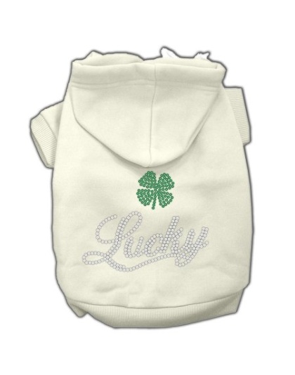 Lucky Rhinestone Hoodies Cream L