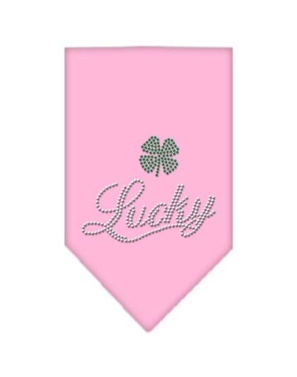 Lucky Script Rhinestone Bandana Light Pink Large