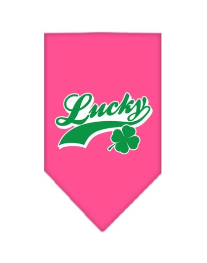 Lucky Swoosh Screen Print Bandana Bright Pink Large