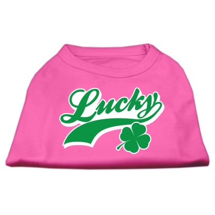 Lucky Swoosh Screen Print Shirt Bright Pink Lg