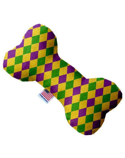 Mardi Gras Diamonds 10 inch Canvas Bone Dog Toy