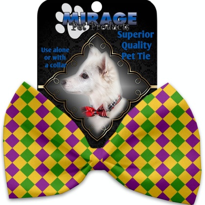 Mardi Gras Diamonds Pet Bow Tie